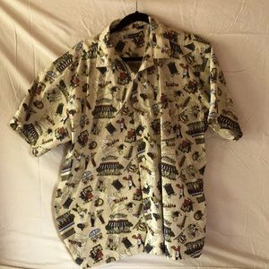 Blue Generation, XL, Tan with Restaurant inspired pattern